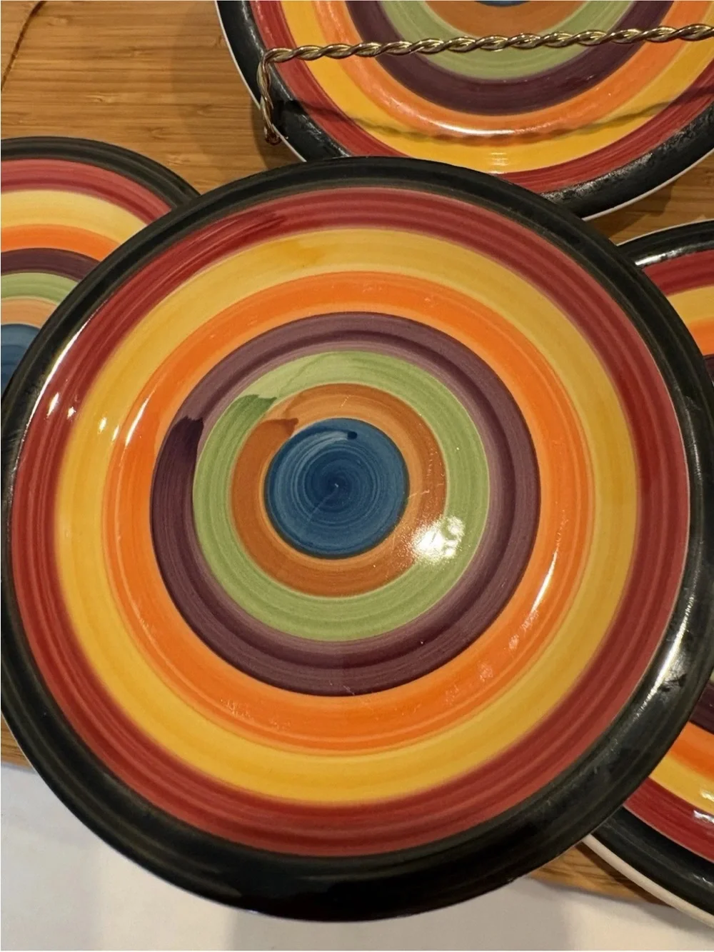 Philippe Richard Rondo Salad Plate Striped Ceramic Salad/Dessert Plate Multico